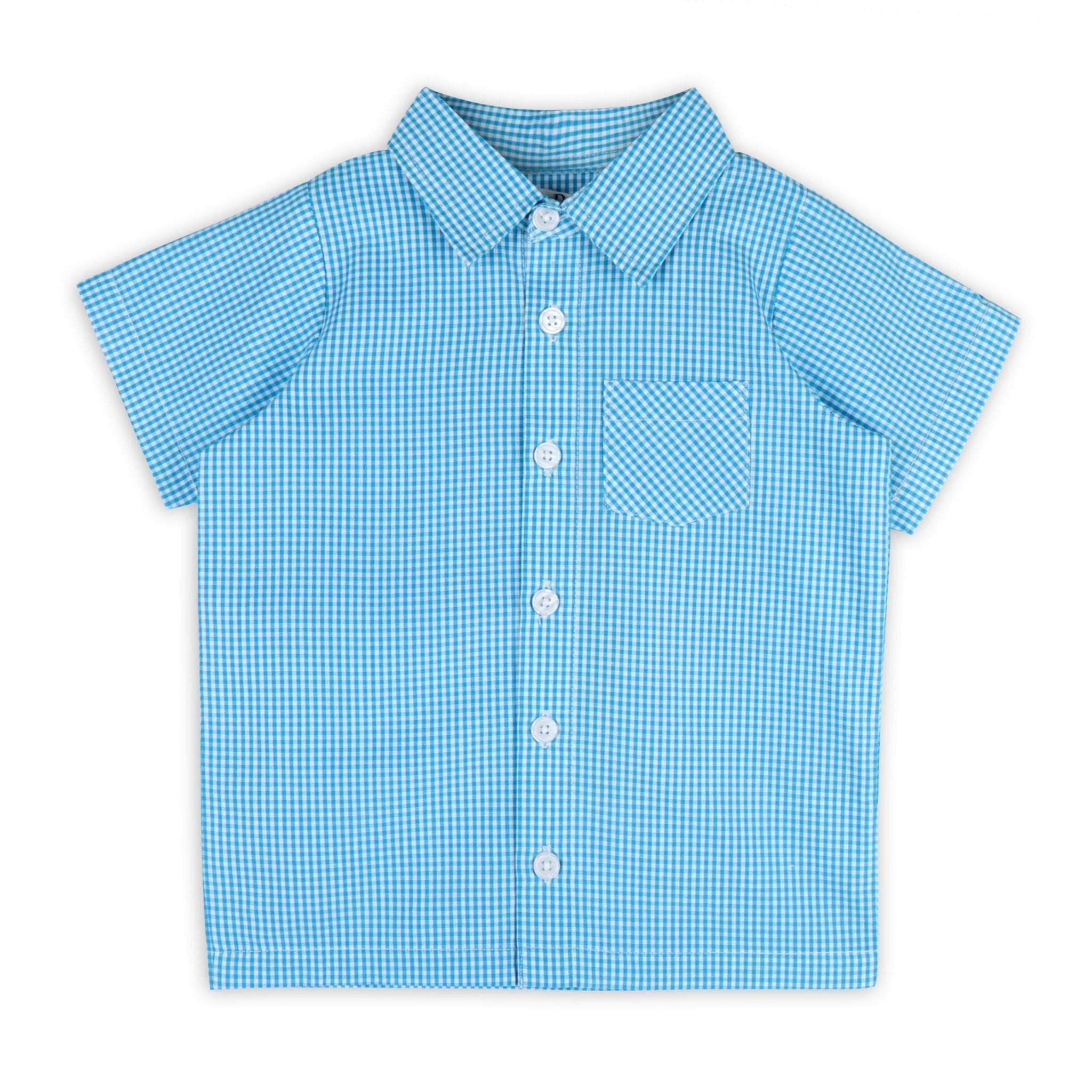 Columbia Blue Gingham Boy Shirt