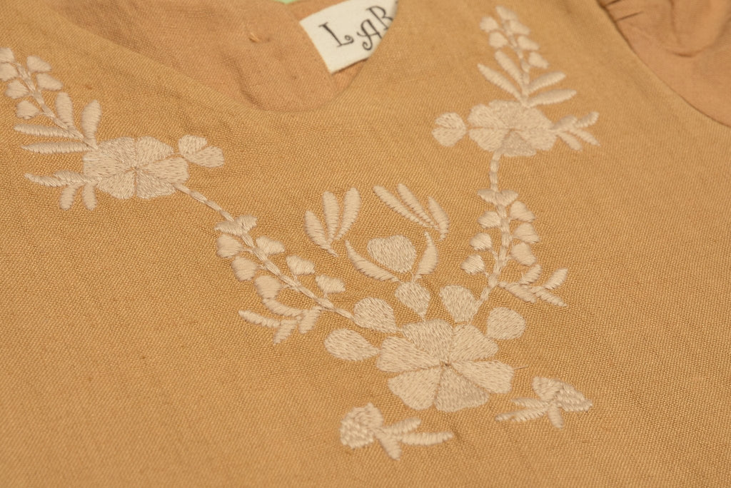 Embroidered yoke with Puff Sleeves
