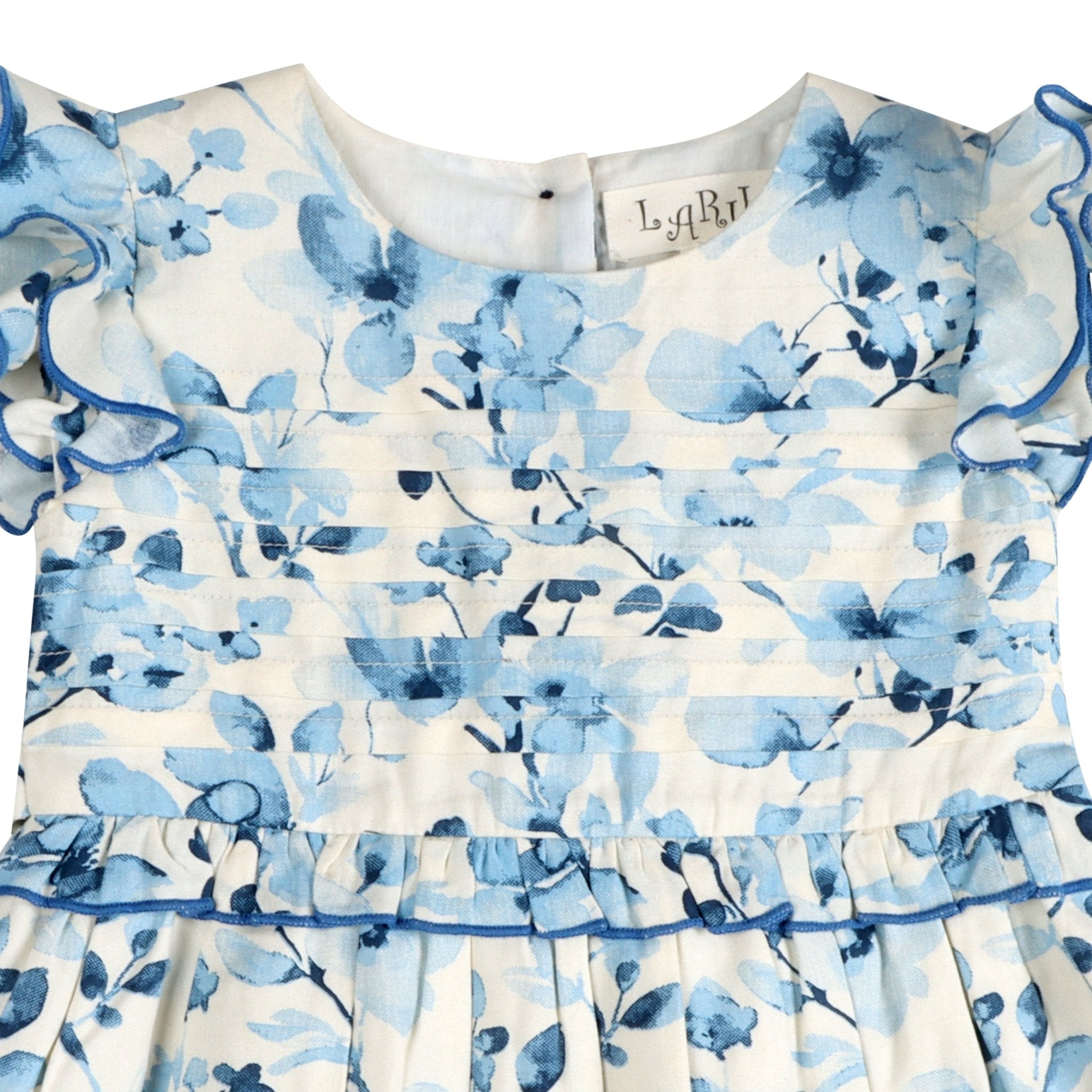 Periwinkle Blue Floral Print Cotton Dress | Soft Rayon Twirl